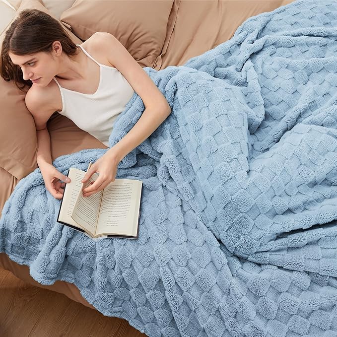 Bedsure GentleSoft King Size Blanket for Bed - Super Soft Cozy Blankets for Women Men Girls, Large Fuzzy Fleece Throw for Bedroom Decor, Light Blue,108x90 Inches