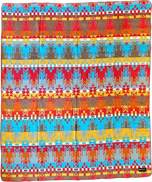 Beacon Blankets Southwestern Wigwam Native American Design Throw - 90" x 90" Blanket Only - Premium Plush Blanket Can be Used for Queen or King Size Bed