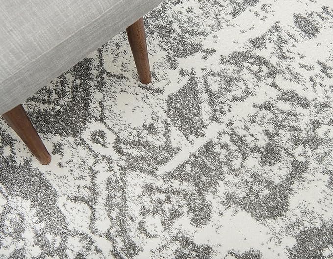 Unique Loom Rosso Collection Vintage, Geometric, Bohemian, Traditional, Distressed, Southwestern Area Rug, Rectangular 8' 0" x 10' 0", Light Gray/Ivory