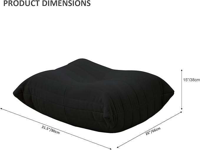 Luxury Ottomans, Modern Square Foot Rest for Sofa Couch Chair, Lazy Floor Seating, Fireside Bean Bag Chair, Tatami Sofa Lounger for Living Room, Bedroom, Office, Black