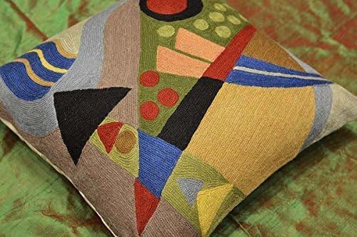 Kandinsky Abstract Pillow Cover - Original | Modern Toss Pillows Modern Chair Cushion Contemporary Pillowcase Farmhouse Chair Cushion Couch Handmade Wool Size 18x18