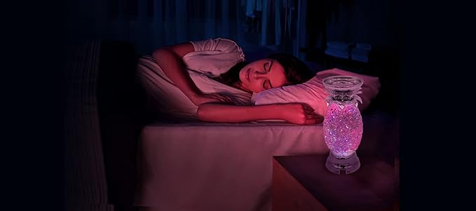 YAKii 9.5" Pineapple LED Color Changing Shine Lamp,Swirling Water Waves Lamp Kid Safe Battery/USB Cable Operated,Table Lamp Candle Holder Table Decoration Silver