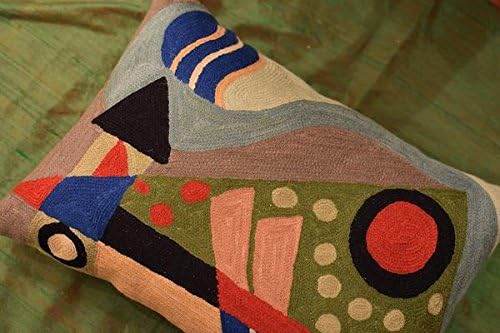 Lumbar Kandinsky Abstract Pillow Cover - Original Composition | Modern Chair Cushion | Modern Outdoor Pillowcase | Mid Century Chair Cushions | Hand Embroidered Wool Size 14x20