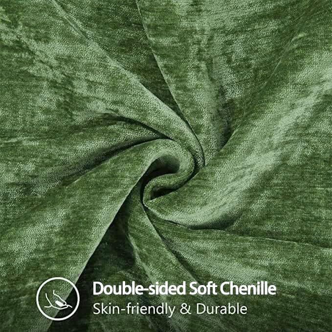 decorUhome Fall Chenille Soft Throw Pillow Covers 12x20 Set of 2, Lumbar Velvet Farmhouse Neutral Decorative Euro Pillow Covers with Stitched Edge for Couch Sofa Bed Home Decor, Forest Elf