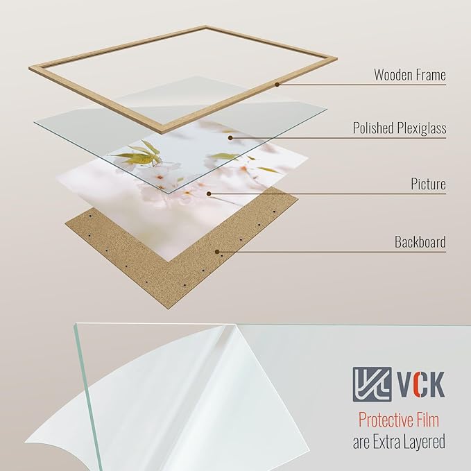 VCK 16x24 Oak Wood Frame for Poster & Picture, Natural Solid Wood Photo Frames 3 Pack, Wall Gallery Frame