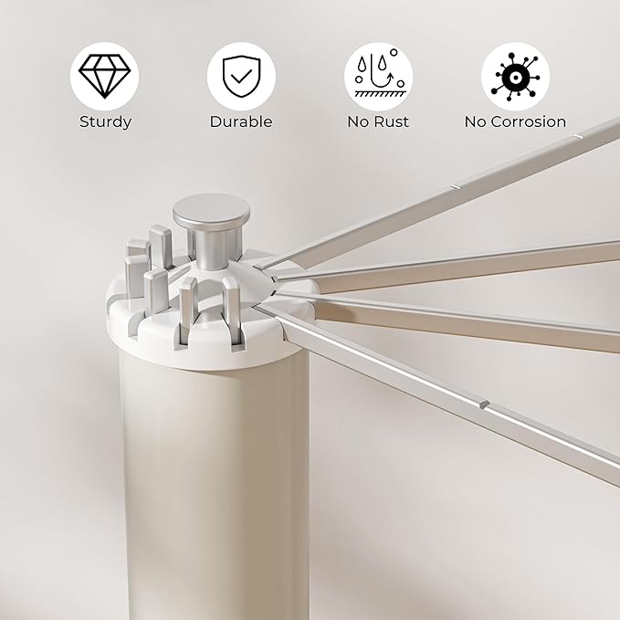 Tripod Clothes Drying Rack, Garment Rack Portable and Foldable Space Saving Laundry Drying Rack - Dryer Rack Clothing Floor Folding Balcony Bedroom Household (Silver(Aluminum), 12 rods)