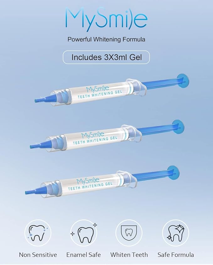 MySmile Teeth Whitening Gel Pen Refill Pack, 3 Non-Sensitive Teeth Whitening Pen, Deluxe Teeth Whitener Dental Grade Tooth Whitening Gel with Carbamide Peroxide for Home, 10 min Fast Result