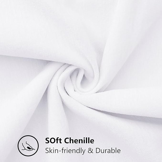 decorUhome Chenille Soft Throw Pillow Covers 22x22 Set of 2, Farmhouse Velvet Neutral Decorative Euro Pillow Covers with Stitched Edge for Couch Sofa Bed Home Decor, White