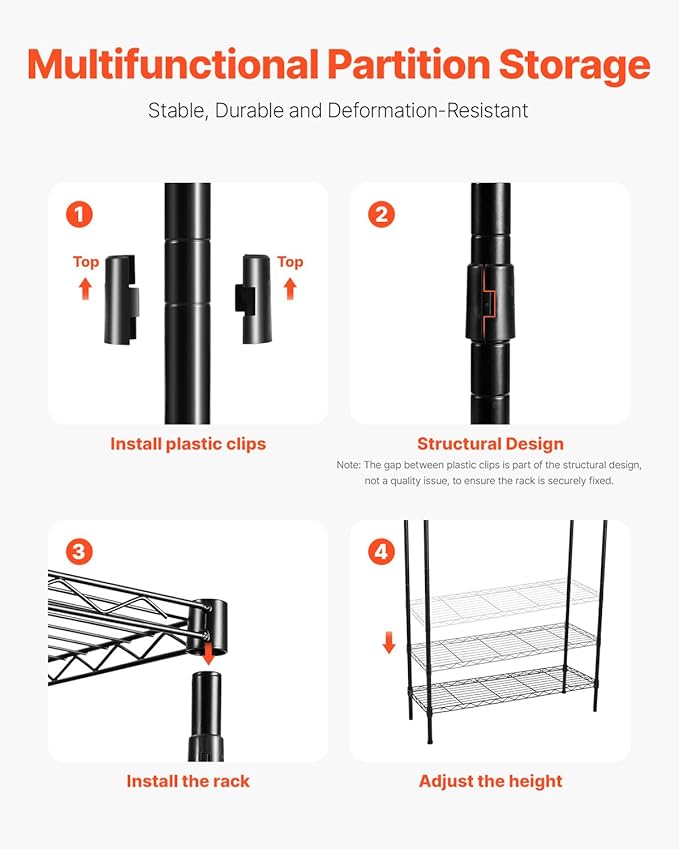 VEVOR Over The Washer and Dryer Storage Shelf, 6 Tier Laundry Room Drying Rack with Hanger Rod and Hooks, Adjustable Over Washer and Dryer Shelves, Laundry Room Shelf Storage Space Saver, Black