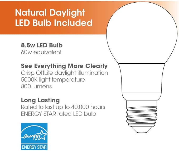 OttLite Covington Floor Lamp - Brushed Nickel, Adjustable Modern & Contemporary LED Light