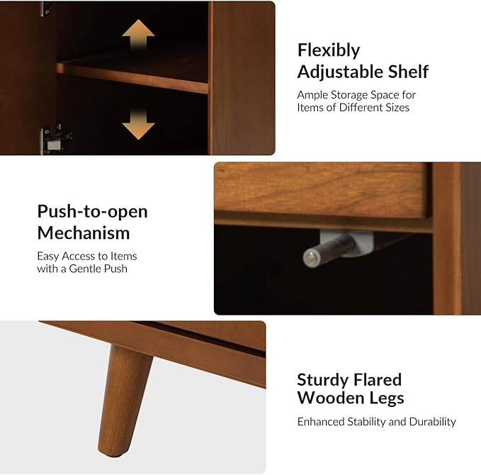 HULALA HOME End Table with Drawer Set of, Modern End Table with USB Ports and Outlets, Wooden Side Table with Storage-Acorn