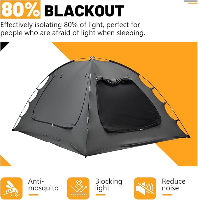SUNYRISY Bed Tent Twin Size Bed Canopy, Indoor Tent for Adult and Kids, 3 Doors Breathable Dream Tent, 80% Blackout Private Space Sleeping Tents
