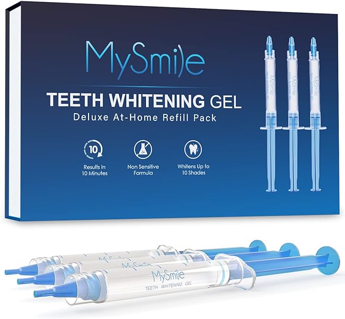 MySmile Teeth Whitening Gel Pen Refill Pack, 3 Non-Sensitive Teeth Whitening Pen, Deluxe Teeth Whitener Dental Grade Tooth Whitening Gel with Carbamide Peroxide for Home, 10 min Fast Result