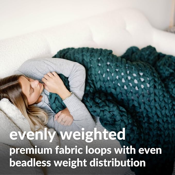 Nuzzie Chunky Knit Blanket - Breathable, Cooling, Hand Made Knit Throw Blanket for Sleep - Machine Washable, Stylish Decor Design (Forest Green, Throw | 12lbs | 44" x60)
