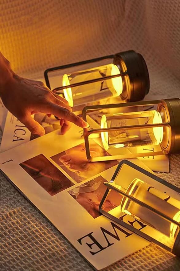 Portable Metal Table Lamp for Indoor/Outdoor ,Rechargeable Cordless LED Lamp, 3-Colour Infinitely Dimming Battery Powered Small Desk Lamp, Restaurant/Bedroom/Bar/Coffee Shop/Camping Light (Black)