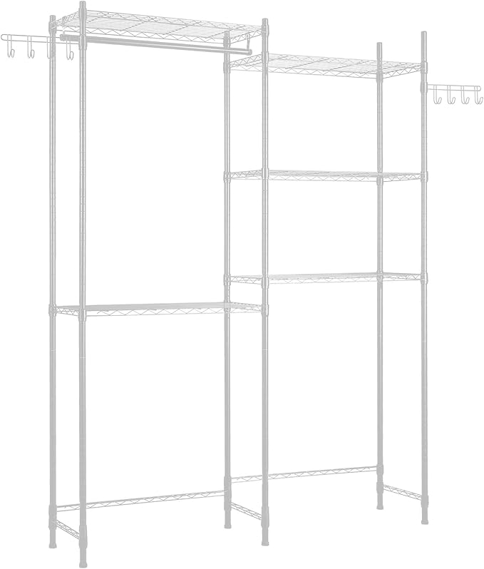 VEVOR Over The Washer and Dryer Storage Shelf, 5 Tier Laundry Room Drying Rack with Hanger Rod and Hooks, Adjustable Over Washer and Dryer Shelves, Laundry Room Shelf Storage Space Saver, White
