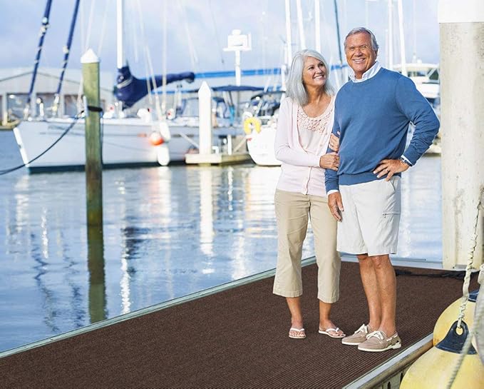 House, Home and More Indoor Outdoor Double-Ribbed Carpet Runner with Skid-Resistant Rubber Backing - Bittersweet Brown - 4 Feet x 40 Feet