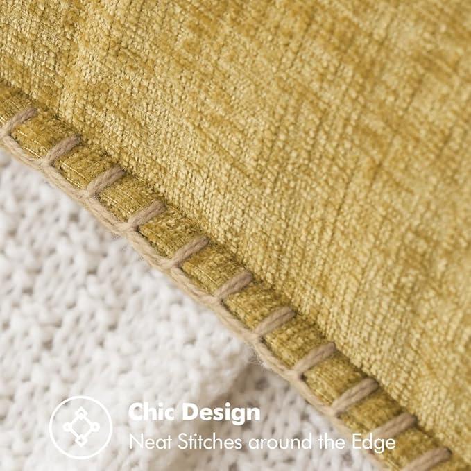 MIULEE Pack of 2 Couch Throw Pillow Covers 12x20 Inch Mustard Yellow Farmhouse Decorative Pillow Covers with Stitched Edge Soft Chenille Solid Dyed Fall Pillow Covers for Sofa Bed Living Room