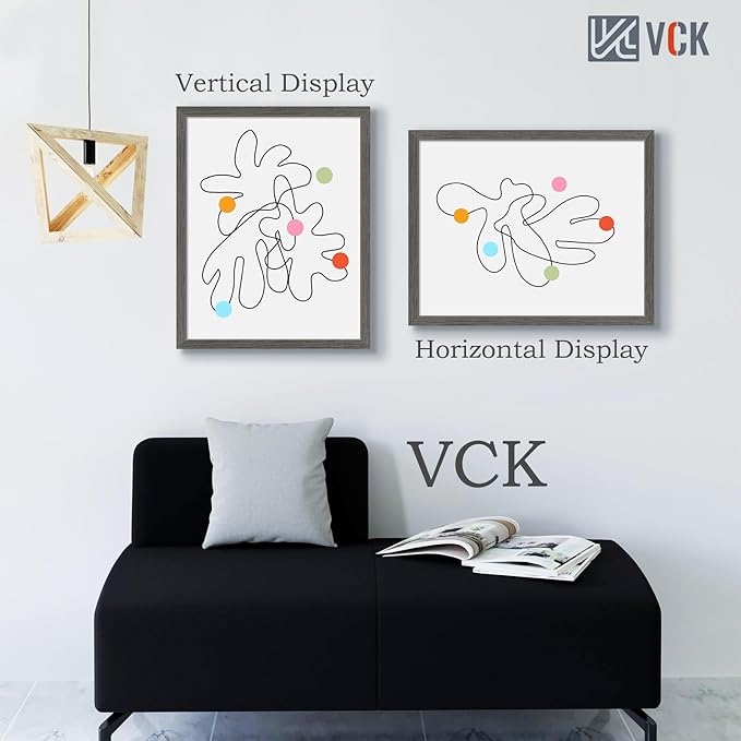 VCK 22x28 Frame Set of 3, Gray Solid Wood Poster Picture Frame, Exclusive Wood Grain, Wall Gallery Frame