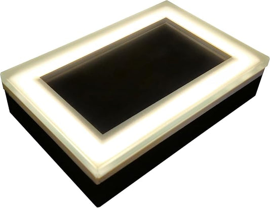 LUMENGY Solar Paver Light 6×9 inch, 2700K, Up to 20 Hours Continuous Lighting, Stainless Steel, Thick Glass, Glare-Free Illumination for Driveways, Pathways & Garden, Waterproof & Drive-Over Rated