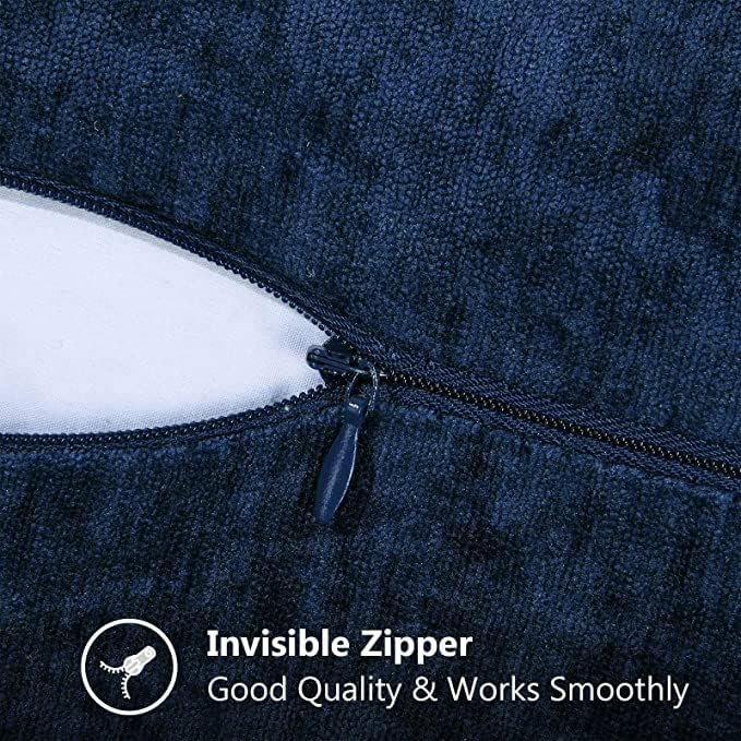 decorUhome Chenille Soft Throw Pillow Covers 20x20 Set of 2, Farmhouse Velvet Neutral Decorative Euro Pillow Covers with Stitched Edge for Couch Sofa Bed Home Decor, Poseidon