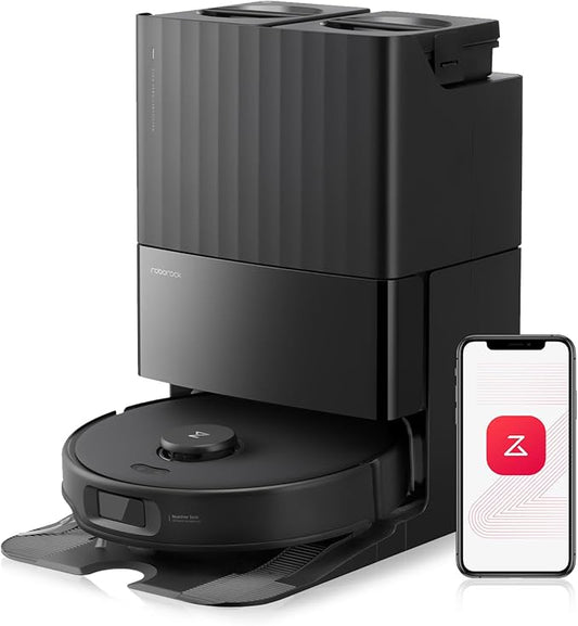 Roborock Qrevo Edge S5A Robot Vacuum and Mop, 17,000Pa, Zero-Tangling, DuoDivide Main Brush, FlexiArm Side Brush, Hot Water Mop Washing & Self-Cleaning, Warm Air Drying, Self-Emptying, Black