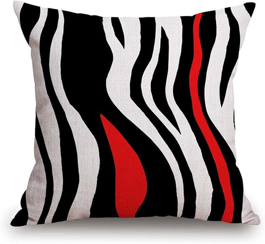TSSOHU Throw Pillow Cover Geometric Black and White Red Abstract Line Decorative Pillow Case Home Decor Square 18x18 Inches Pillowcase