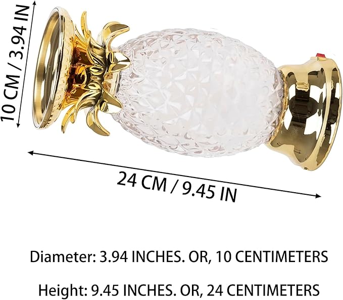 YAKii 9.5" Pineapple LED Color Changing Shine Lava Lamp,Swirling Water Waves Lamp Kid Safe Battery/USB Cable Operated,Table Lamp Candle Holder Table Decoration Gold