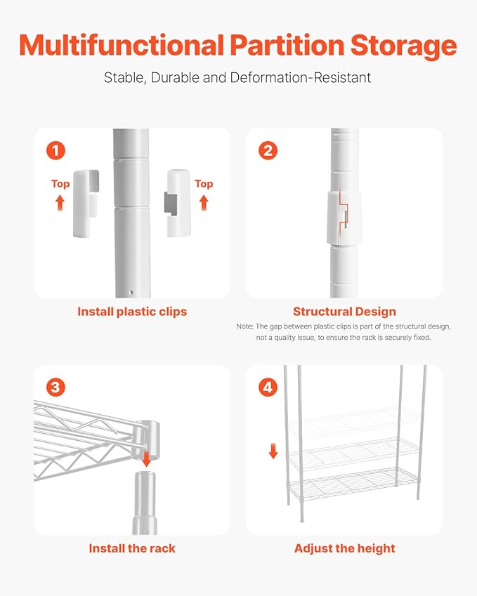 VEVOR Over The Washer and Dryer Storage Shelf, 5 Tier Laundry Room Drying Rack with Hanger Rod and Hooks, Adjustable Over Washer and Dryer Shelves, Laundry Room Shelf Storage Space Saver, White