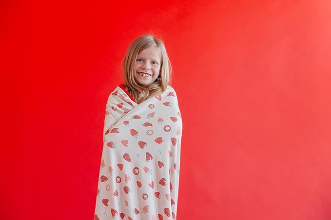 Copper Pearl Jumbo 3-Layer Baby Blanket: Soft Quilts for Boys & Girls | Breathable, Cozy Toddler Blanket | Newborn Quilt | 46x46 Premium Polyester/Rayon | Strawberry