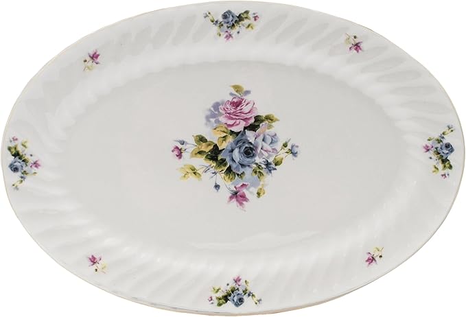 Lynns Paradise Serafina 14-Inch Oval Platter, Set of 2, Purple; Heavy Duty; Chip Resistant; Lead and Cadmium Free; Freezer to Oven Safe up to 500°F