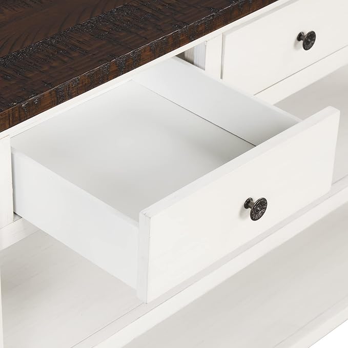 Solid Wood Console Table,Sofa Table with Storage Drawers and Bottom Shelf,Entryway Table for Entry Hallway Foyer Sofa Couch Table,Fully Assembled (48.8" Antique White)