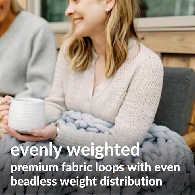 Nuzzie Chunky Knit Weighted Blanket - Breathable, Cooling, Hand Made Knit Throw Blanket for Sleep for Relaxation - Machine Washable, Stylish Design(Light Grey, Throw | 12lbs | 44"x60")