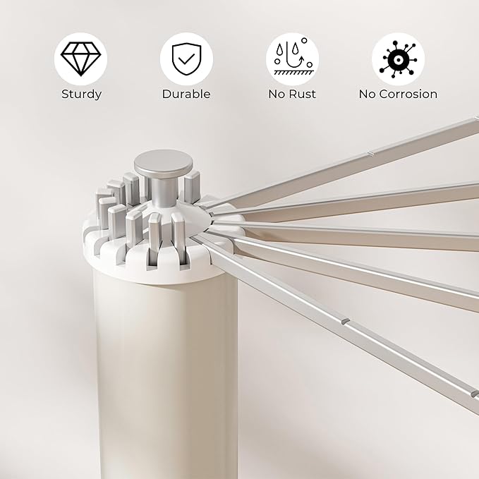 Tripod Clothes Drying Rack, Garment Rack Portable and Foldable Space Saving Laundry Drying Rack - Dryer Rack Clothing Floor Folding Balcony Bedroom Household (Silver(Aluminum), 16 rods)