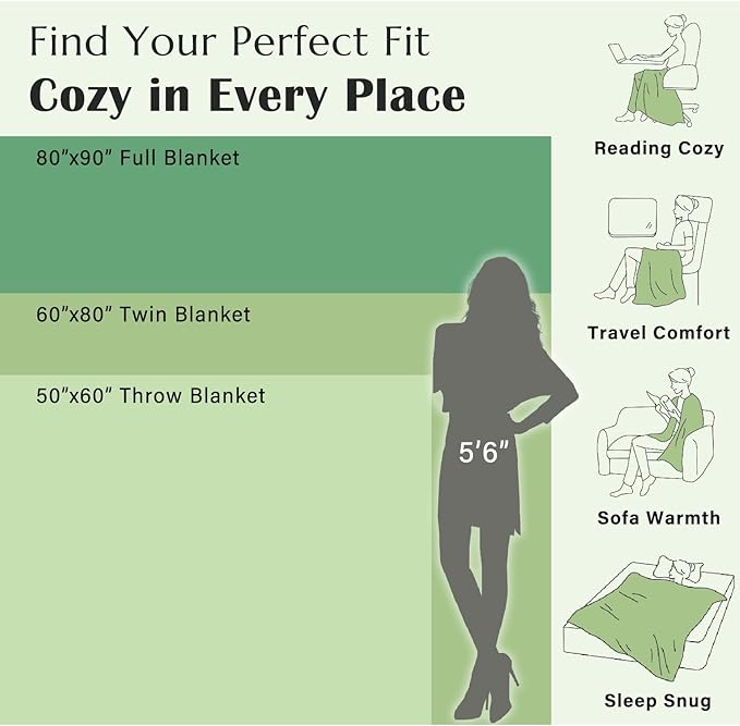 jinchan Boho 100% Cotton Blanket Muslin Lightweight Twin Size Throw Blanket Reversible for Couch Soft Cozy All Season 3-Layer Throw Coverlet Blanket for Bedroom Living Room Decor Green 60x80 Inches