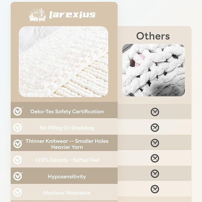 Chunky Knit Blanket - Luxury Soft Cozy 60 * 80 Throw Blanket,100% Woven Blanket Rope Knot Throw Blanket for Couch, Sofa, Home Decor, Gift - Machine Washable（Milk White）