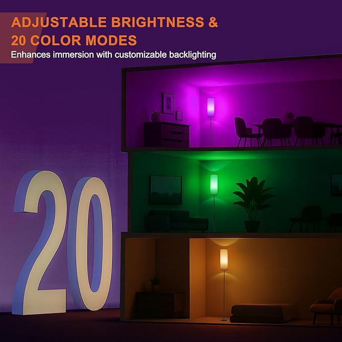 FRIDEKO HOME Floor Lamps for Living Room, Dimmable 3 Colors Temperature, Modern Corner Floor Lamp with Remote, Tall Standing Lamps for Kid Room Bedroom, Foot Switch, Beige Shade, 9W RGB LED Bulb