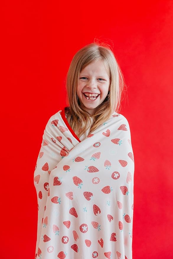 Copper Pearl Jumbo 3-Layer Baby Blanket: Soft Quilts for Boys & Girls | Breathable, Cozy Toddler Blanket | Newborn Quilt | 46x46 Premium Polyester/Rayon | Strawberry