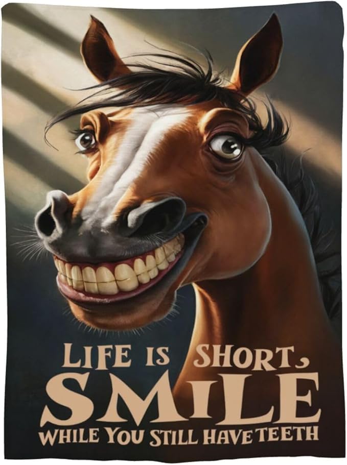 Funny Horse Throw Blanket Soft Fleece Blanket Men Women Gift for Kids Boys Girls for Party Couch Sofa Bed Deco Blankets 60x50 Inches