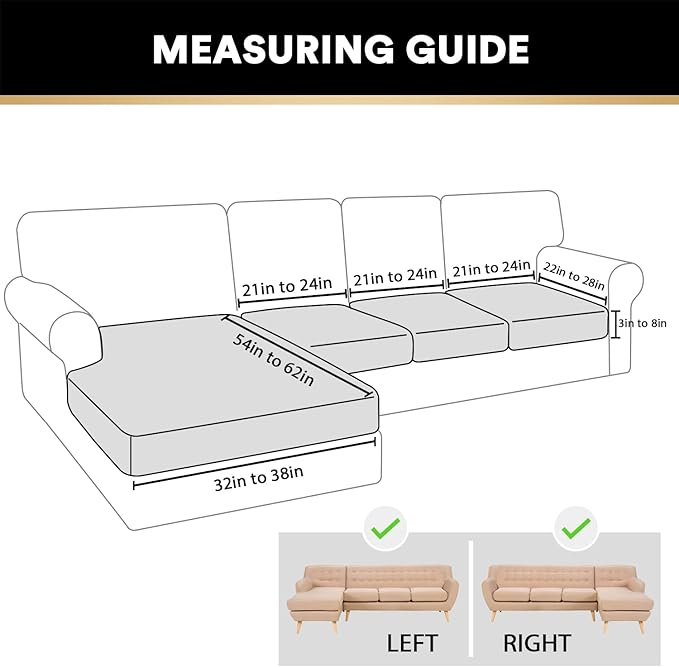 PrinceDeco Sectional Couch Covers 4 Pieces Couch Covers for Sofa Velvet Separate Couch Cover L Shape for Left/Right Chaise(3 Seater + 1 Chaise,Camel)