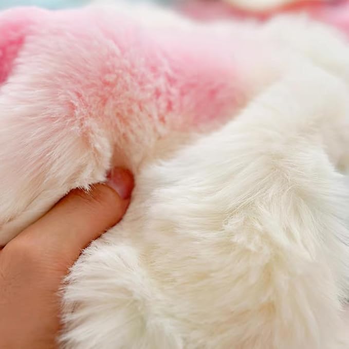 RYNGHIPY Faux Fur Throw Blanket Tie Dye Colorful Rainbow Blanket for Couch Plush Fluffy Faux Rabbit Fur Decoration Blanket for Sofa Chair Bed (Rainbow, 51''x63'')