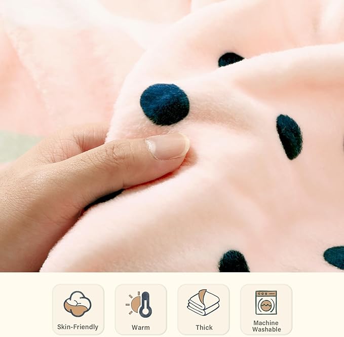 Lahome Pink Fleece Throw Blanket for Bed, Reversible Soft Throw Blankets for Women Cute, Warm Thick Throw Blankets for Couch, Apricot 50''x60''