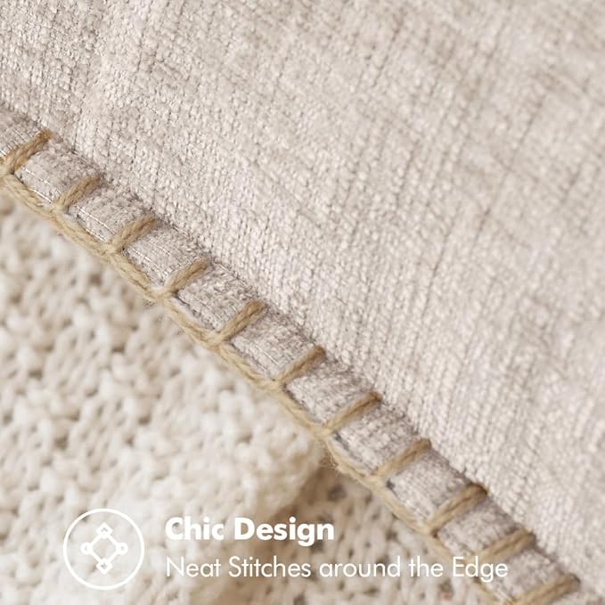 MIULEE Pack of 2 Couch Throw Pillow Covers 18x18 Inch Light Brown Farmhouse Decorative Pillow Covers with Stitched Edge Soft Chenille Solid Dyed Pillow Covers for Sofa Bed Living Room