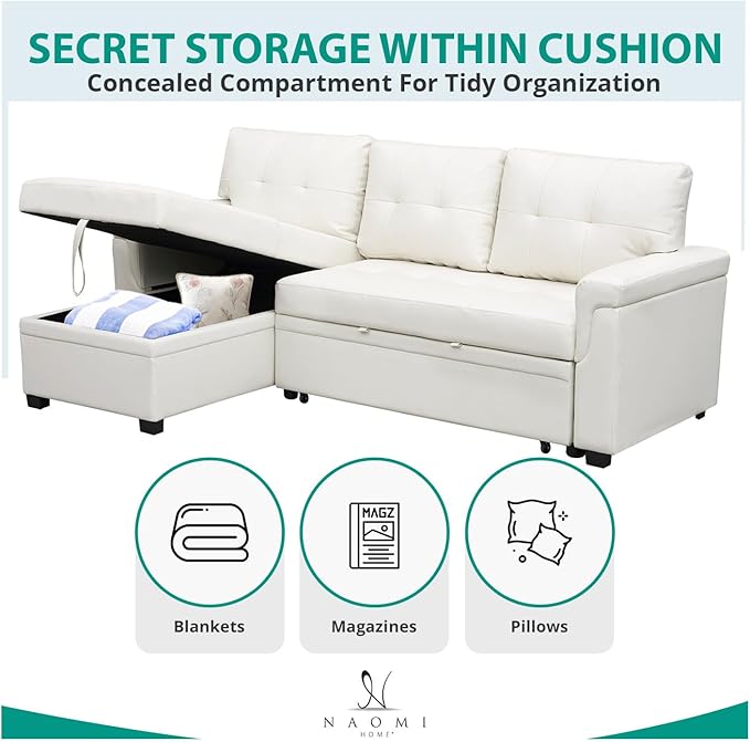 Naomi Home Laura Sectional Sofa White/Air Leather