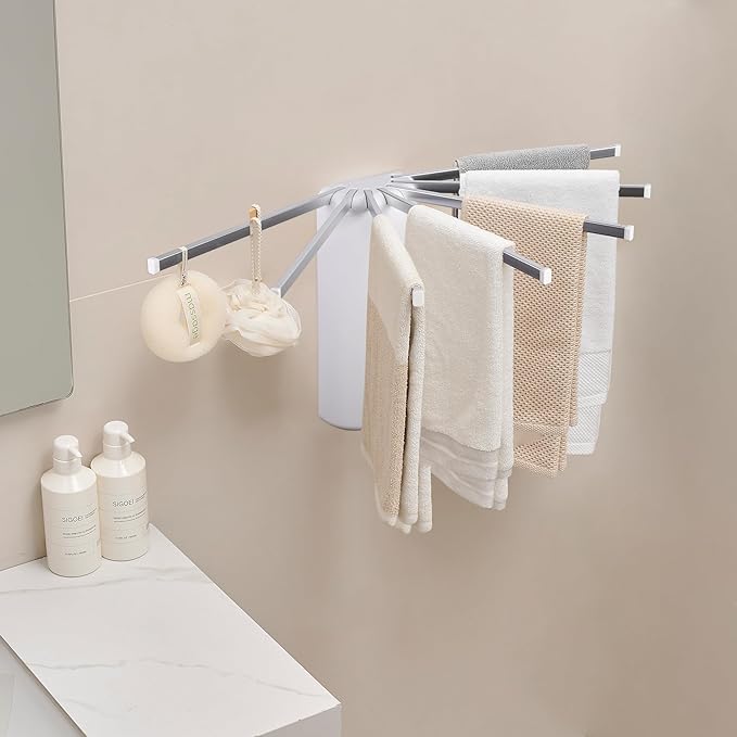 Wall Mounted Clothes Drying Rack - Foldable Tripod, Over The Door Rack for Laundry Bedroom, Household Aluminium
