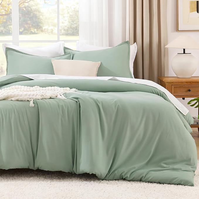 Litanika King Size Comforter Set Sage Green, 3 Pieces Lightweight Solid Comforter King Size, All Season Fluffy Down Alternative Comforter Bed Set Quilt Blanket