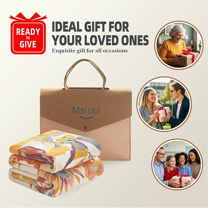 King Size Blanket for Bed Ultra Cozy Rustic Blanket Floral Pattern Large Throw Blanket Cotton Farmhouse Decor Sofa Cover Bed Decoration (90"x98",02-Colorful Flowers)