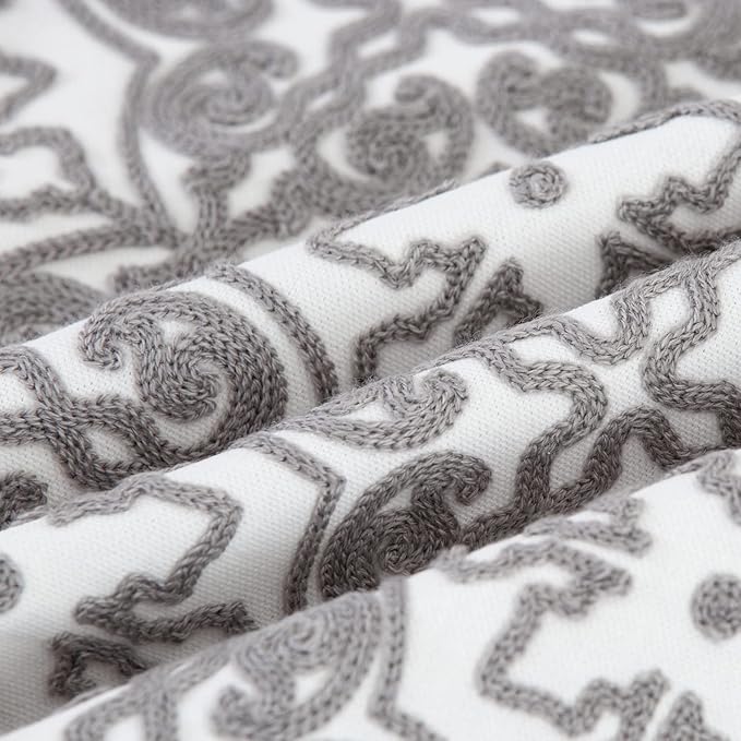 HWY 50 Grey Gray Decorative Throw Pillow Covers 18x18 Inch, Pack of 2 Embroidered Cotton Farmhouse Cushion Cover Pillow Case for Sofa Couch Living Room Bed Bedroon, Modern Pattern