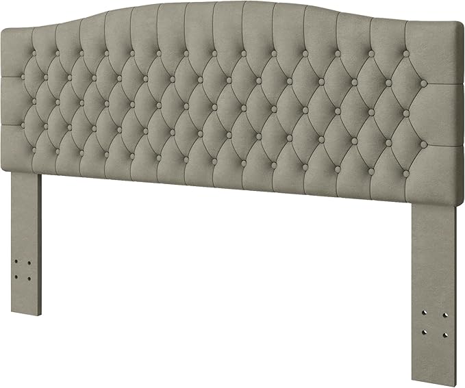 Velvet Upholstered Headboard King/Cal King Size Latest Model Wall Mount, Bed Frame Mount, Featuring High-Density Sponge Padding, Luxury Texture Easy Assembly and Style-Taupe