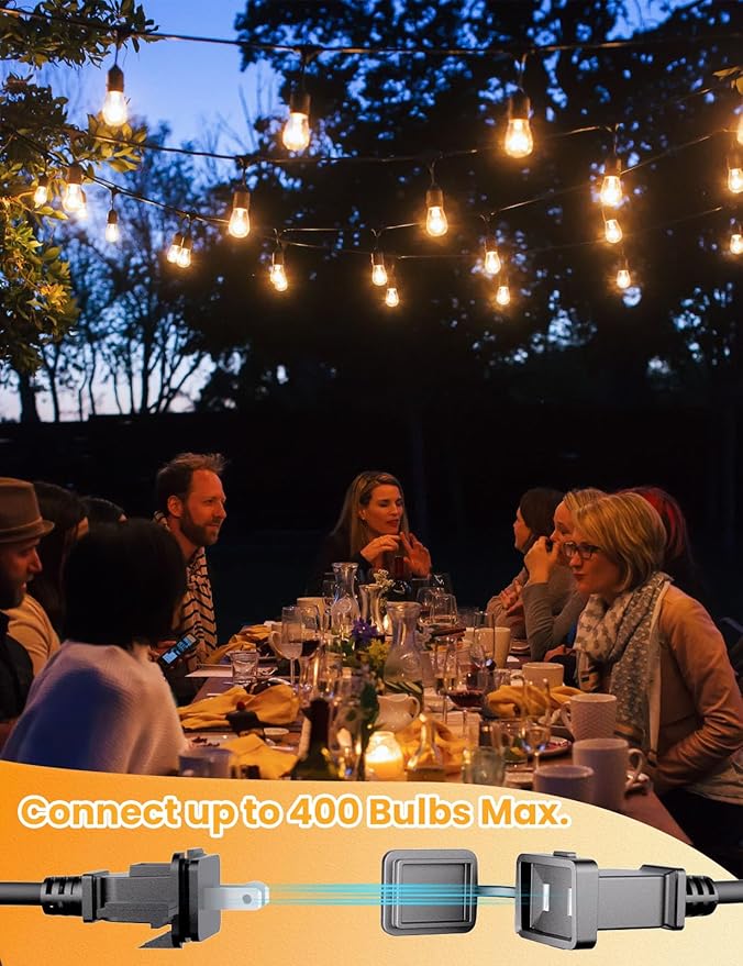 Svater Outdoor Led String Lights 75 FT, Patio Lights for Outside with 26pcs S14 Shatterproof Bulbs, IP65 Waterproof Commercial Grade Market Light, 1 Watt E26 Dimmable 2700K Warm White